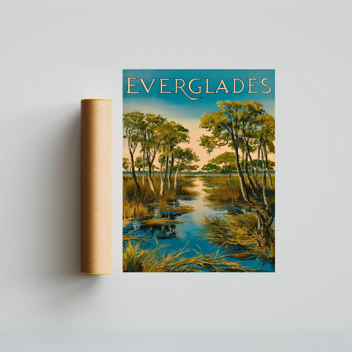 Everglades Vintage Cypress Swamp Golden Twilight Trees Poster - Image 4