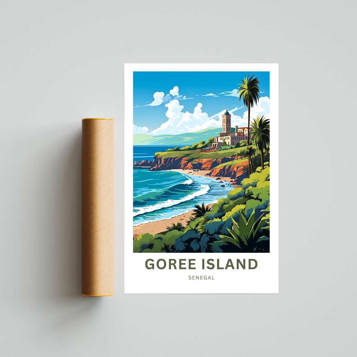 Goree Island Senegal Historic Coastal Cliffs Beach Travel Poster - Image 4