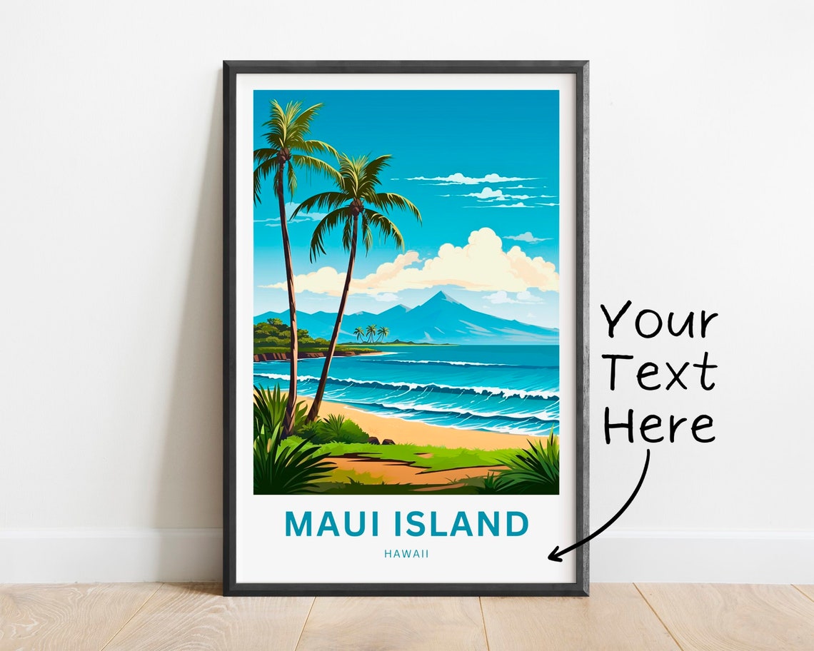 Personalized Maui Island Hawaii Palm Beach Tropical Scene Poster