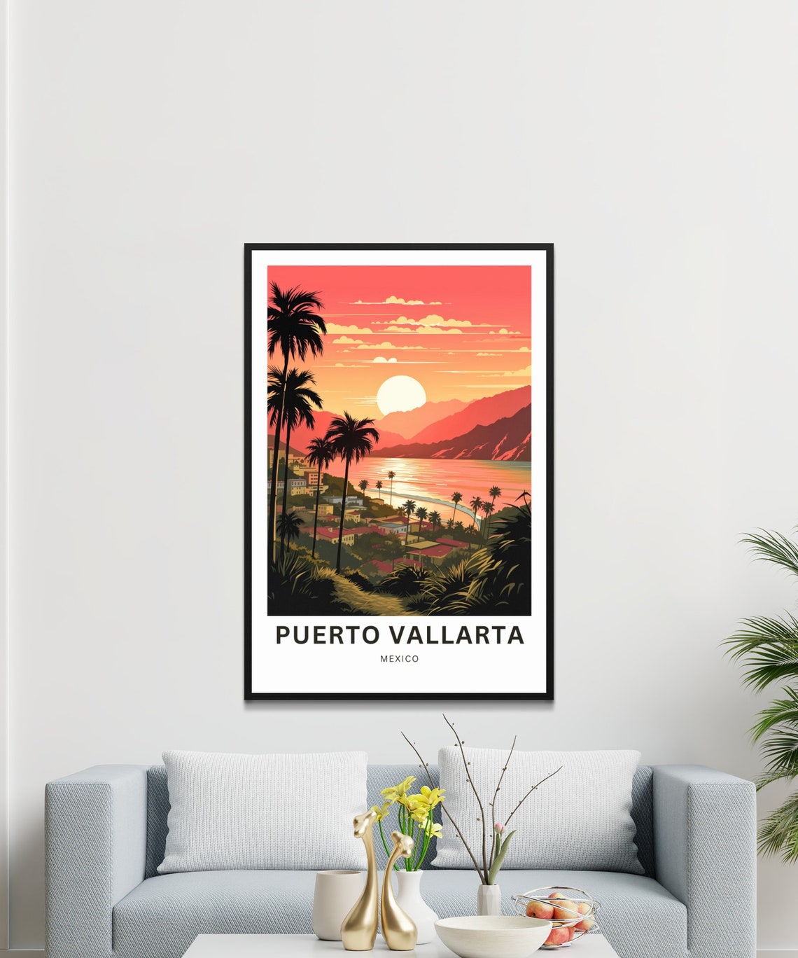 Personalized Puerto Vallarta Travel Print Puerto Vallarta Poster Mexico Wall Art Framed Present Gift Mexico Decor Present - Image 3