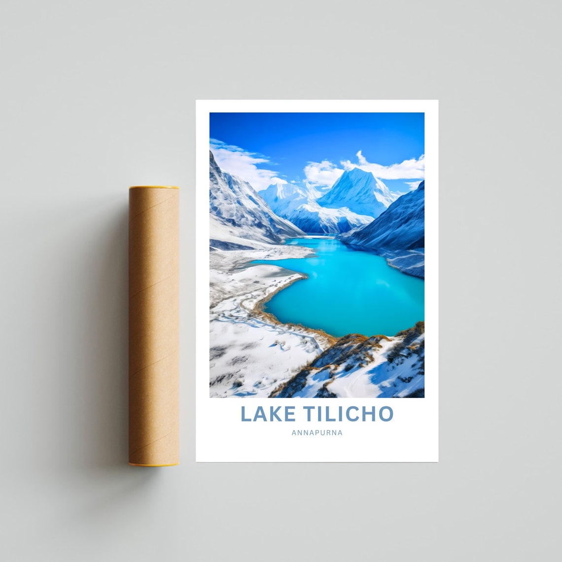 Lake Tilicho Annapurna Nepal Turquoise Rocky Shore Mountain Poster - Image 4