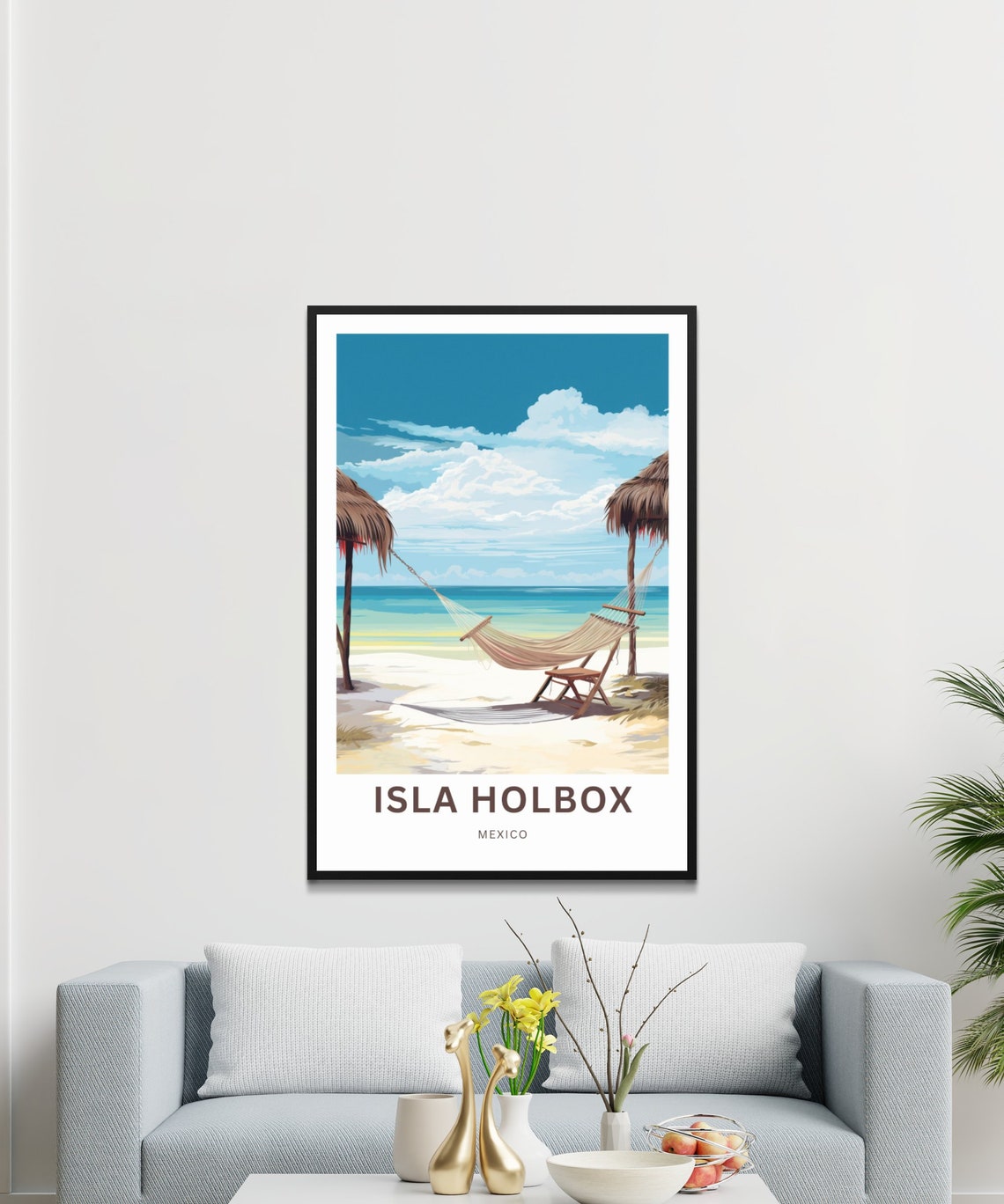 Personalized Isla Holbox Travel Print Isla Holbox Poster Mexico Wall Art Framed Present Gift Mexico Present - Image 3