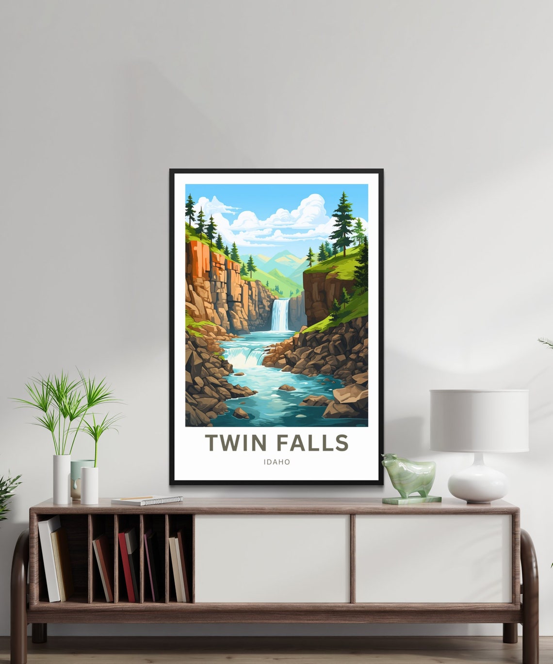 Twin Falls Idaho Majestic Waterfall Canyon Gorge View Poster - Image 3