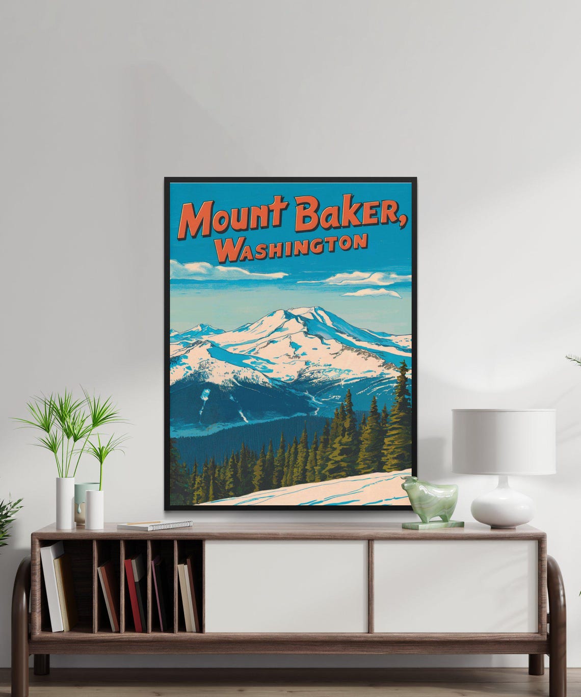 Mount Baker Washington Snowy Summit Retro Vintage Travel Poster - Image 3