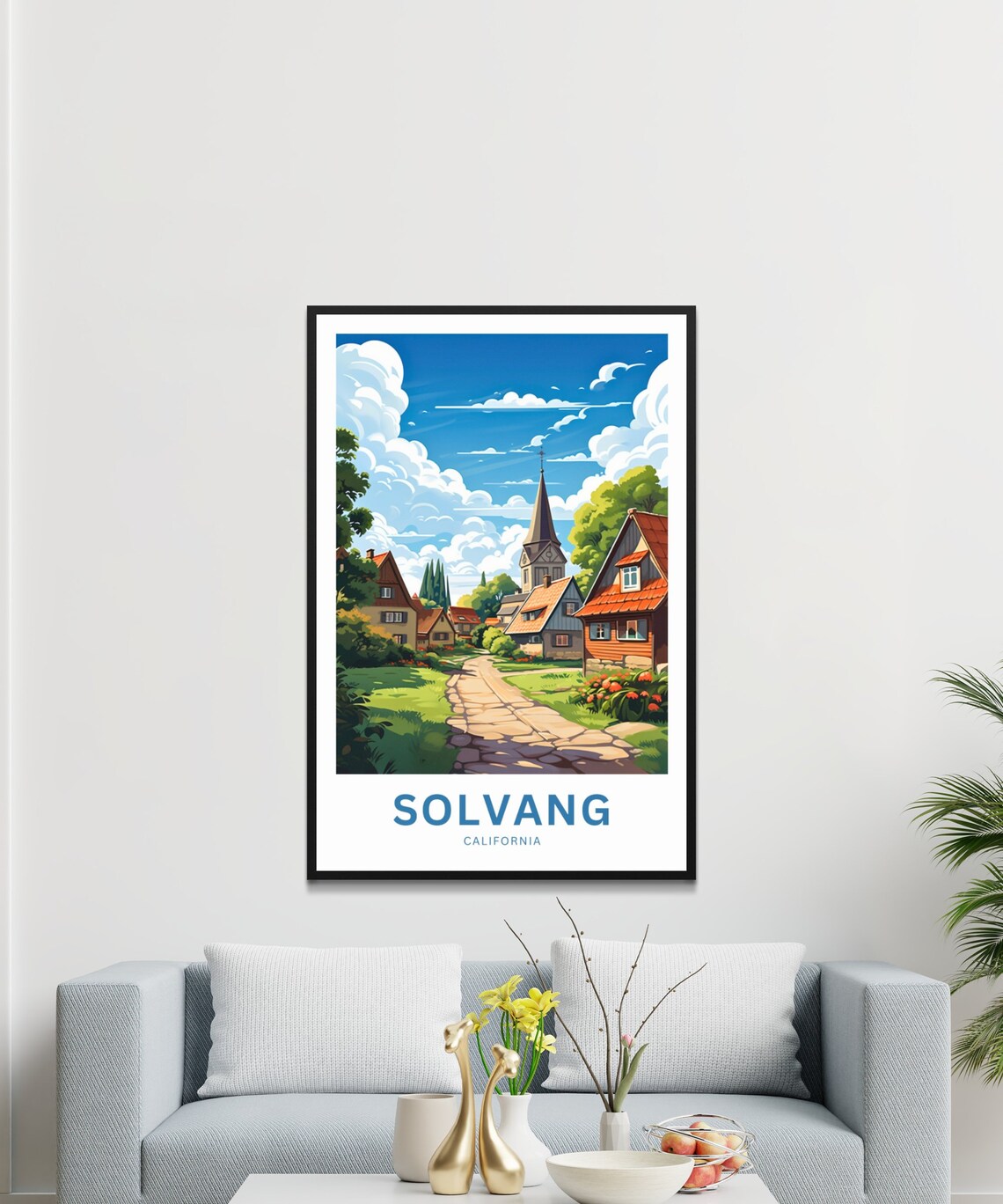Solvang California Charming Village Church Street Travel Poster - Image 2