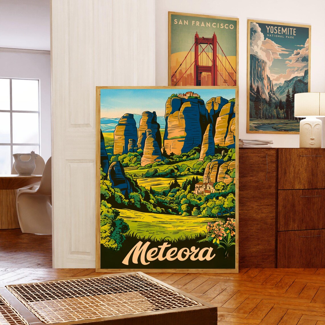 Meteora Greece Retro Scenic Vintage Rock Monasteries Travel Poster - Image 5