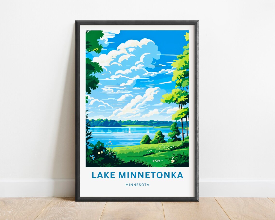 Lake Minnetonka Minnesota Lake Print Summer Shoreline Green Hills Art