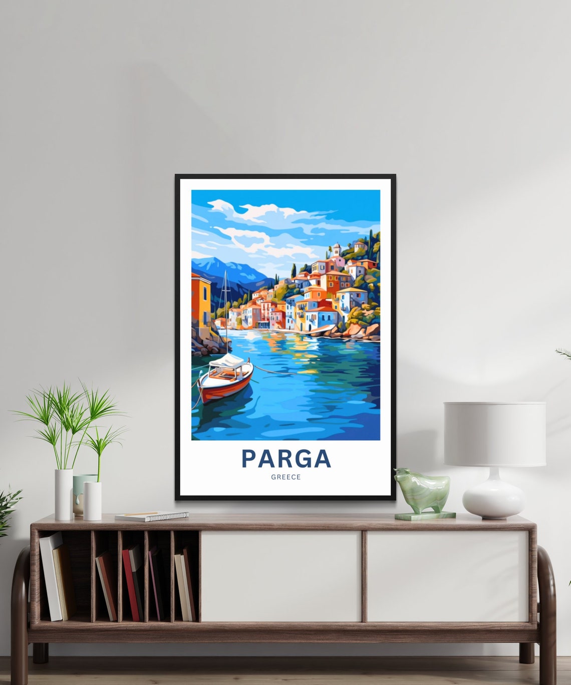 Personalized Parga Greece Harbor Town Fishing Boat Cheerful Poster - Image 2