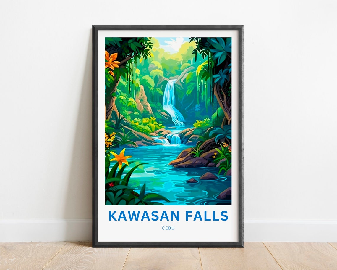 Kawasan Falls Cebu Tropical Waterfall Jungle Stream Scenic Poster