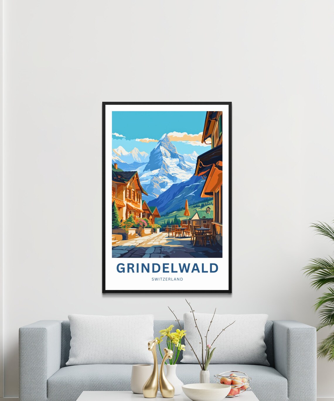 Grindelwald Switzerland Alpine Village Street Vintage Travel Poster - Image 3