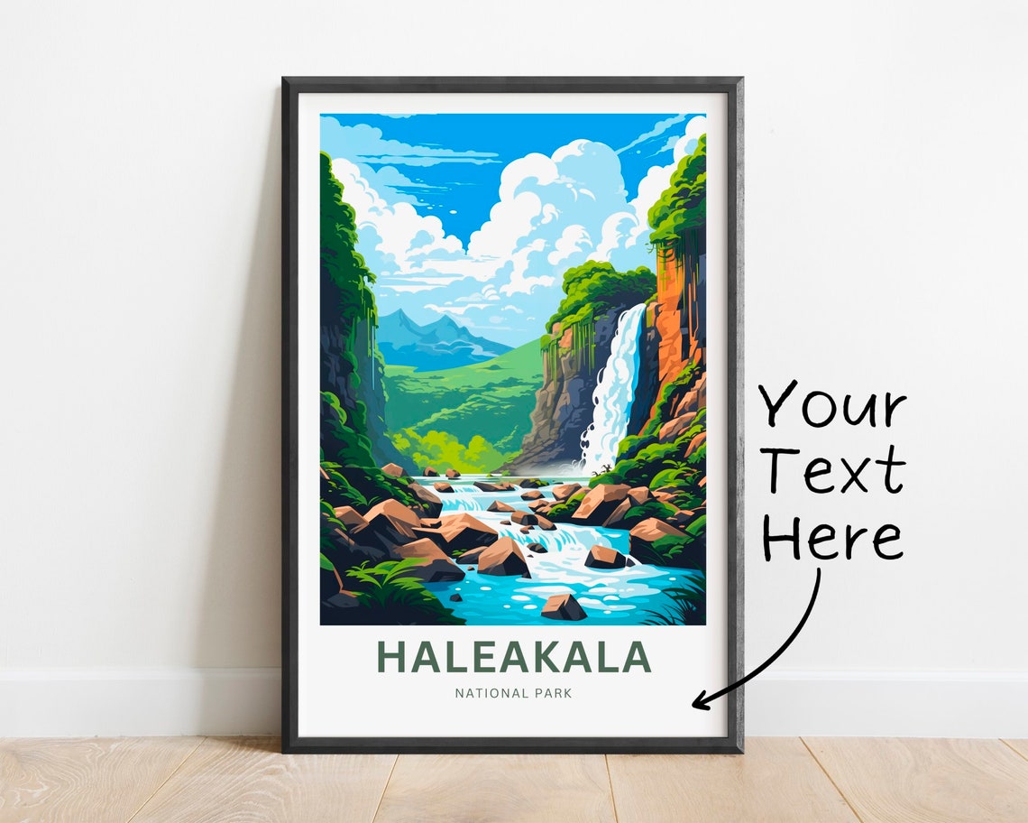 Haleakala National Park Waterfall Personalized Hawaii Travel Poster
