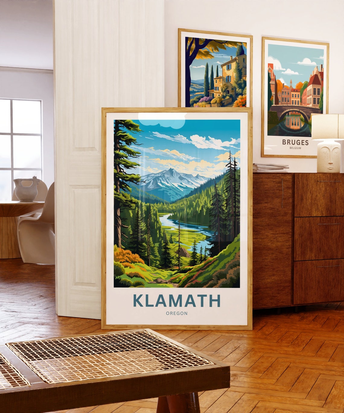 Klamath Oregon Forest River Valley Mountain Vintage Travel Poster - Image 5