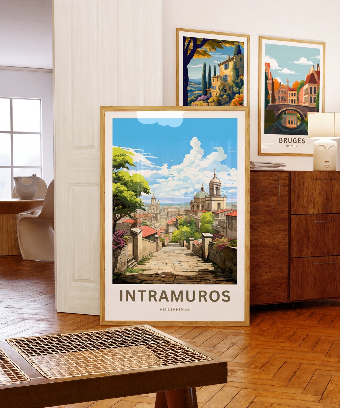 Intramuros Philippines Colonial Street Church View Art Poster - Image 5
