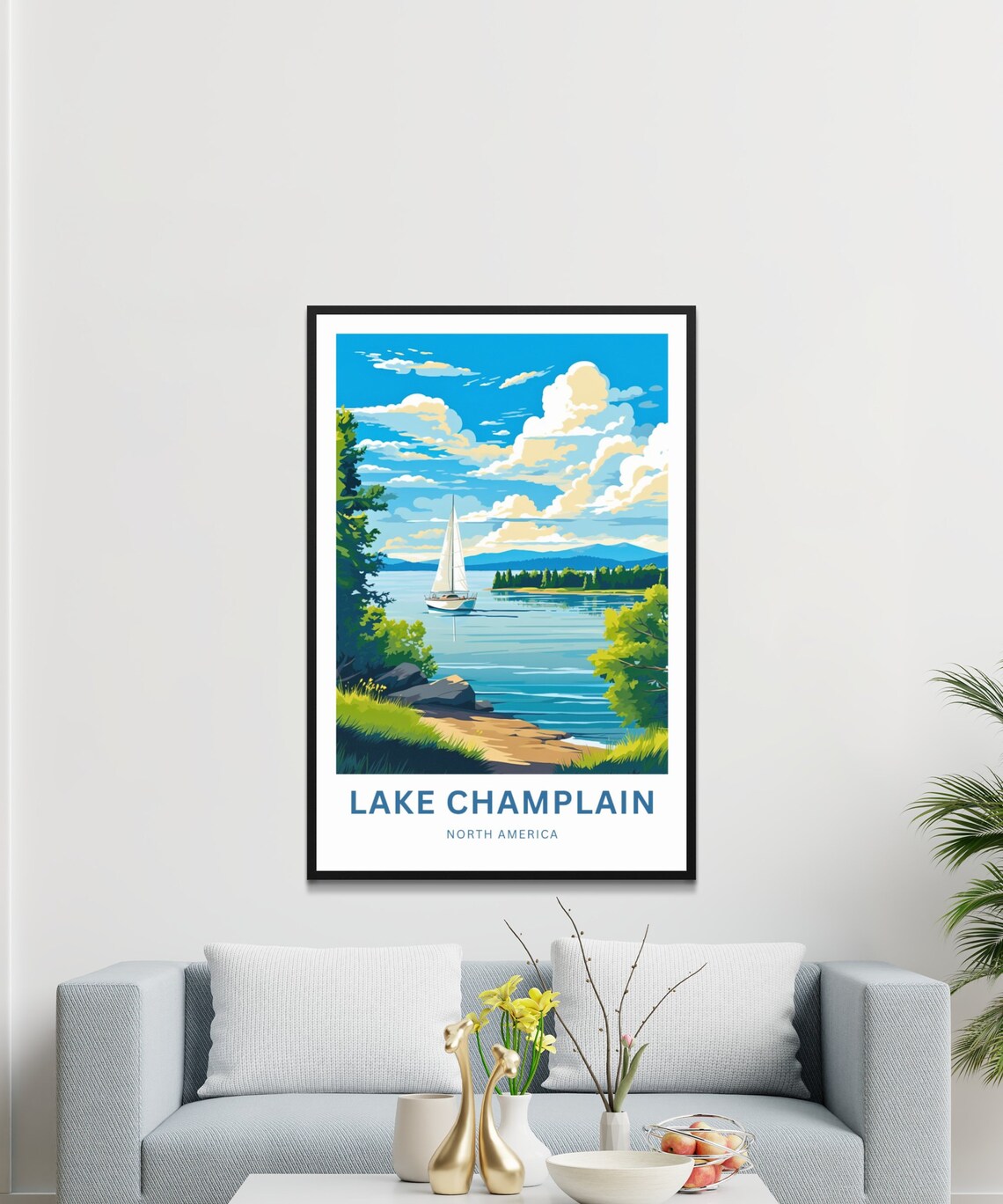 Personalized Lake Champlain Travel Poster, North America - Image 2