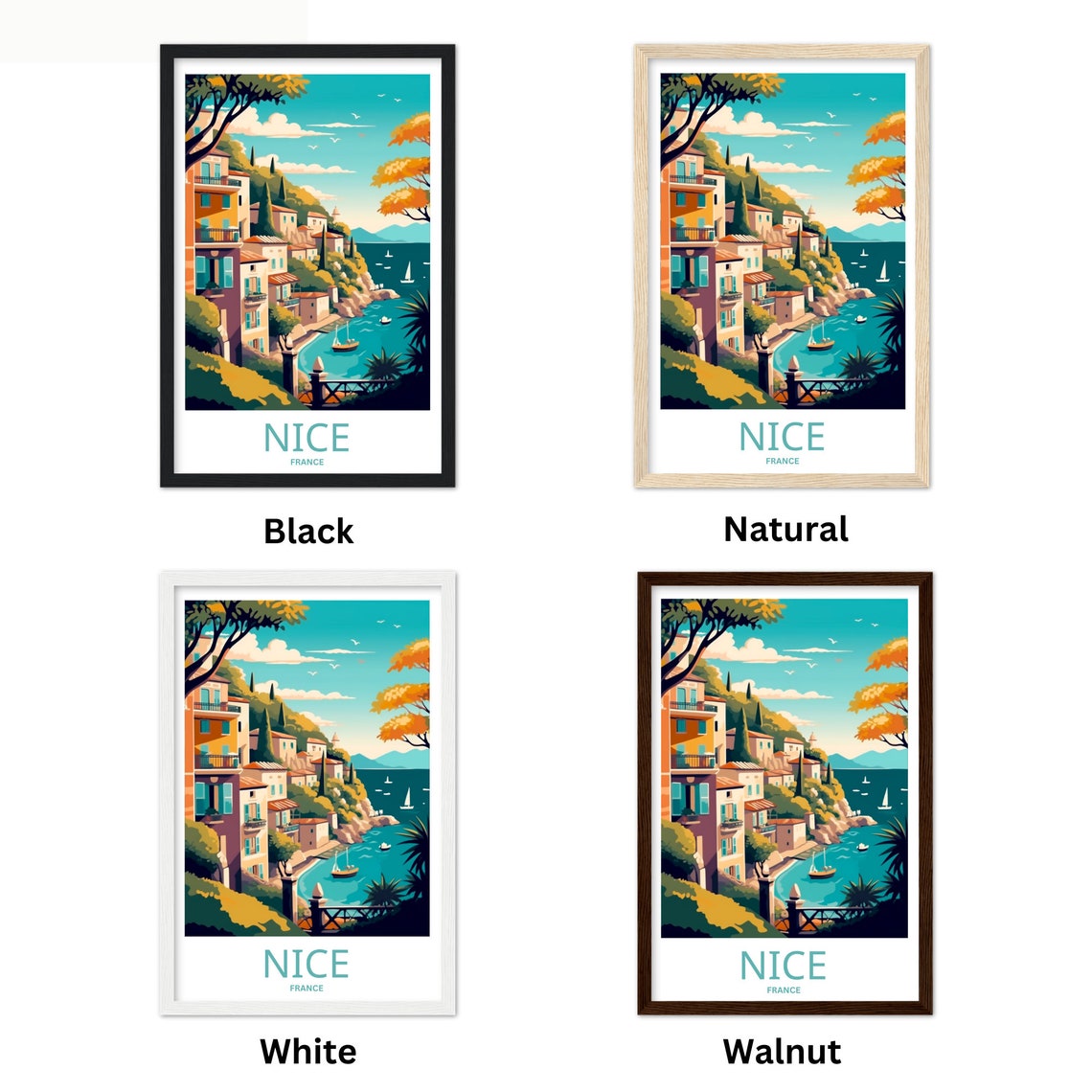 Nice France Mediterranean Coast Village Harbor Radiant Poster - Image 2