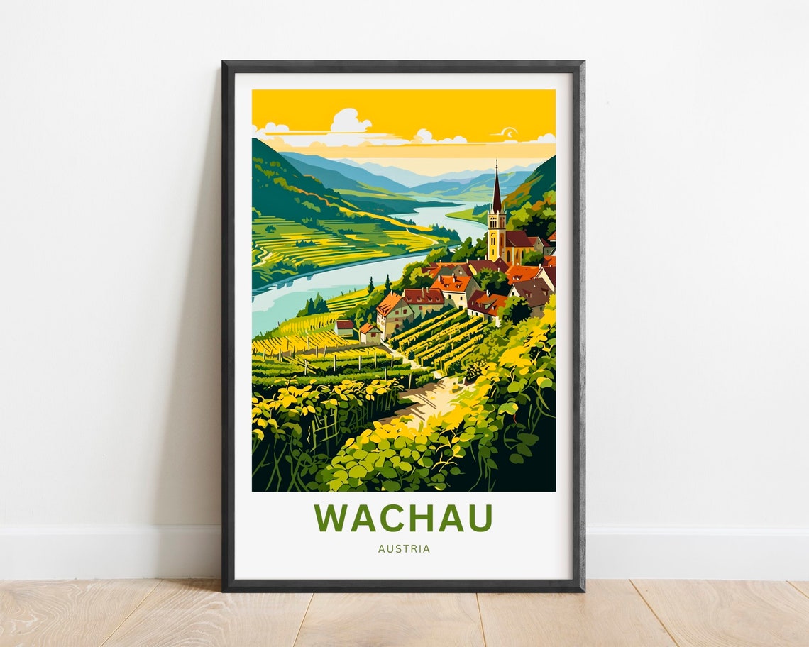 Wachau Austria Danube River Valley Vineyard Village Travel Poster