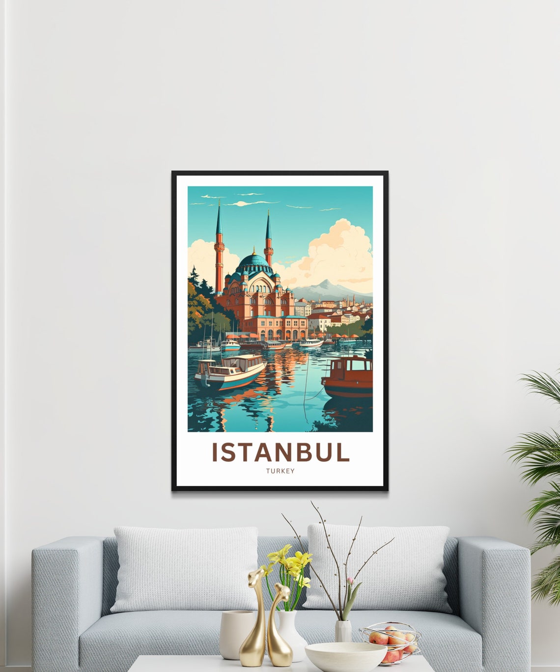 Istanbul Turkey Waterfront Mosque Vintage Travel Poster Boats Gift - Image 3