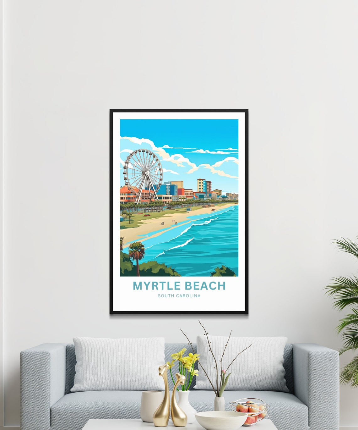 Myrtle Beach South Carolina SkyWheel Boardwalk Custom Text Poster - Image 3