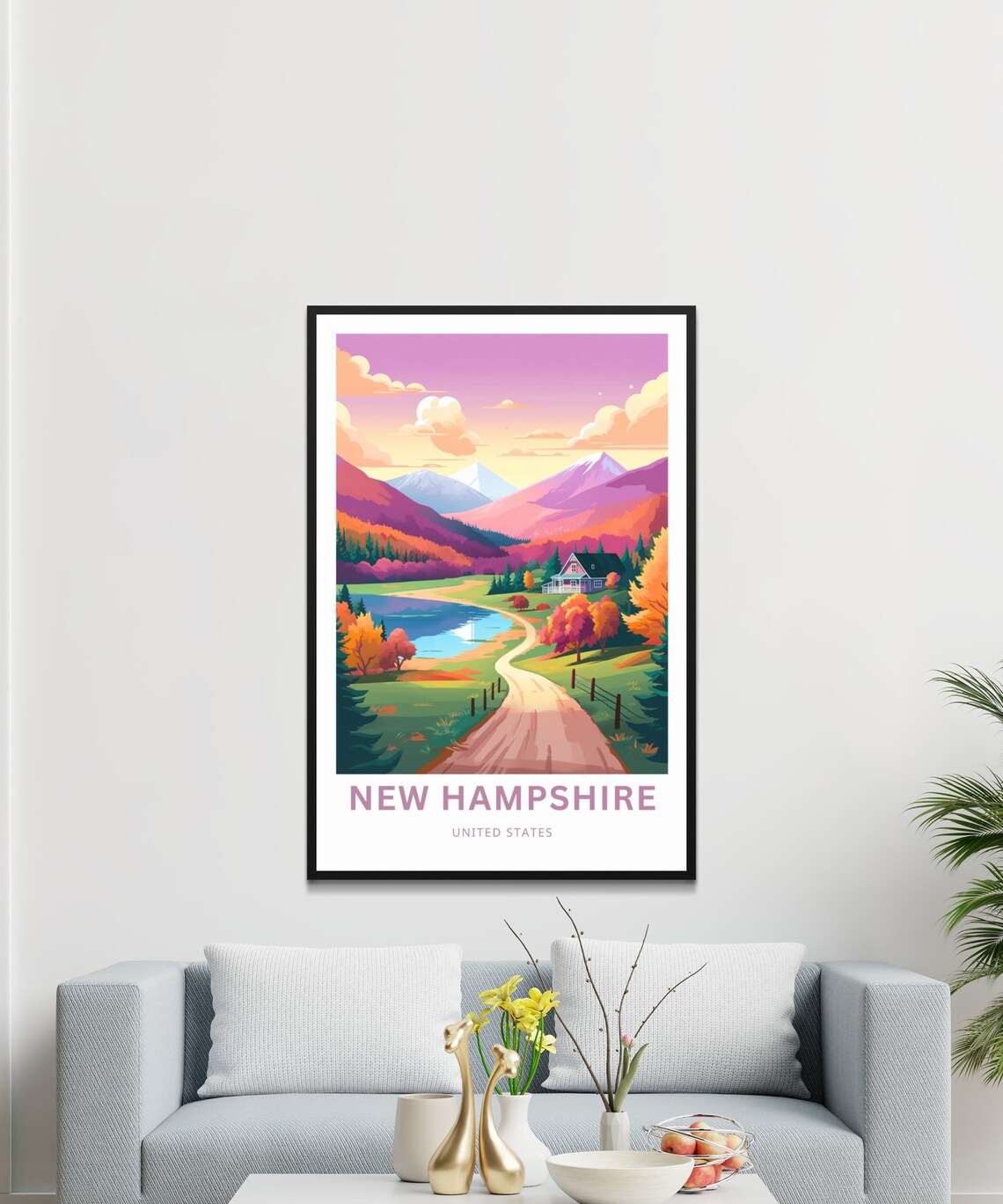 New Hampshire Autumn Foliage Mountain Valley United States Poster - Image 3