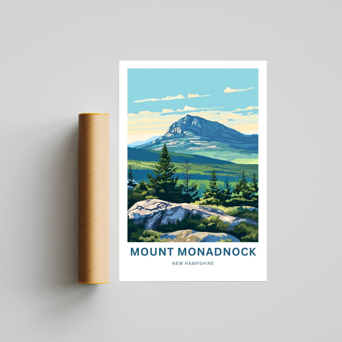 Personalized Mount Monadnock Peak Evergreens Custom Text Poster - Image 4