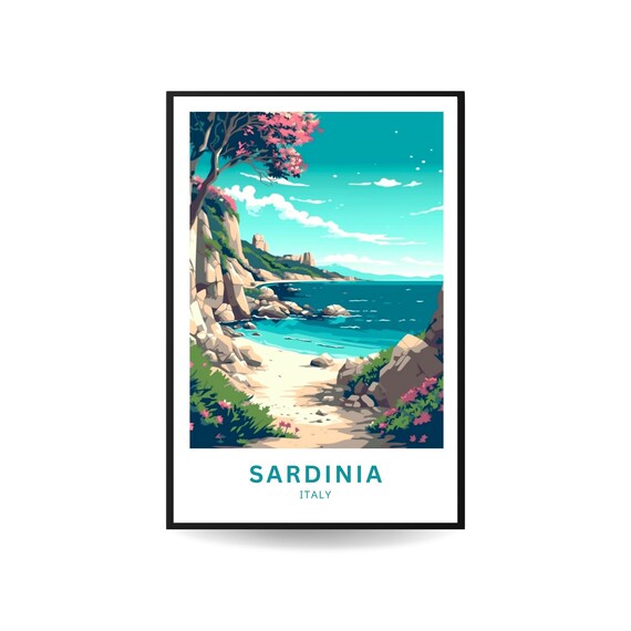 Sardinia Coastline Travel Poster, Italy