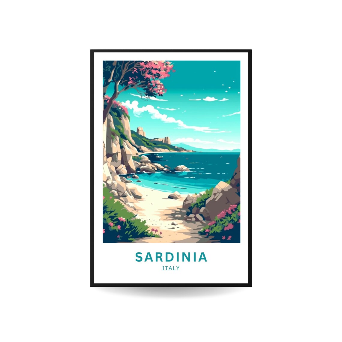 Sardinia Coastline Travel Poster, Italy