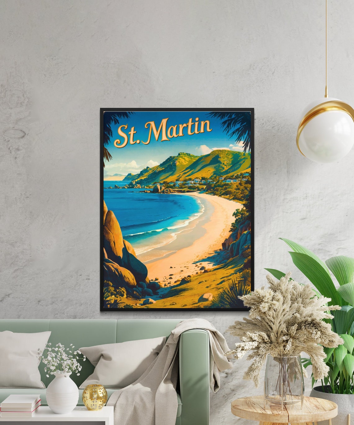Saint Martin Vintage Travel Poster Saint Martin Print Caribbean Wall Art Framed Gift Caribbean Present - Image 2