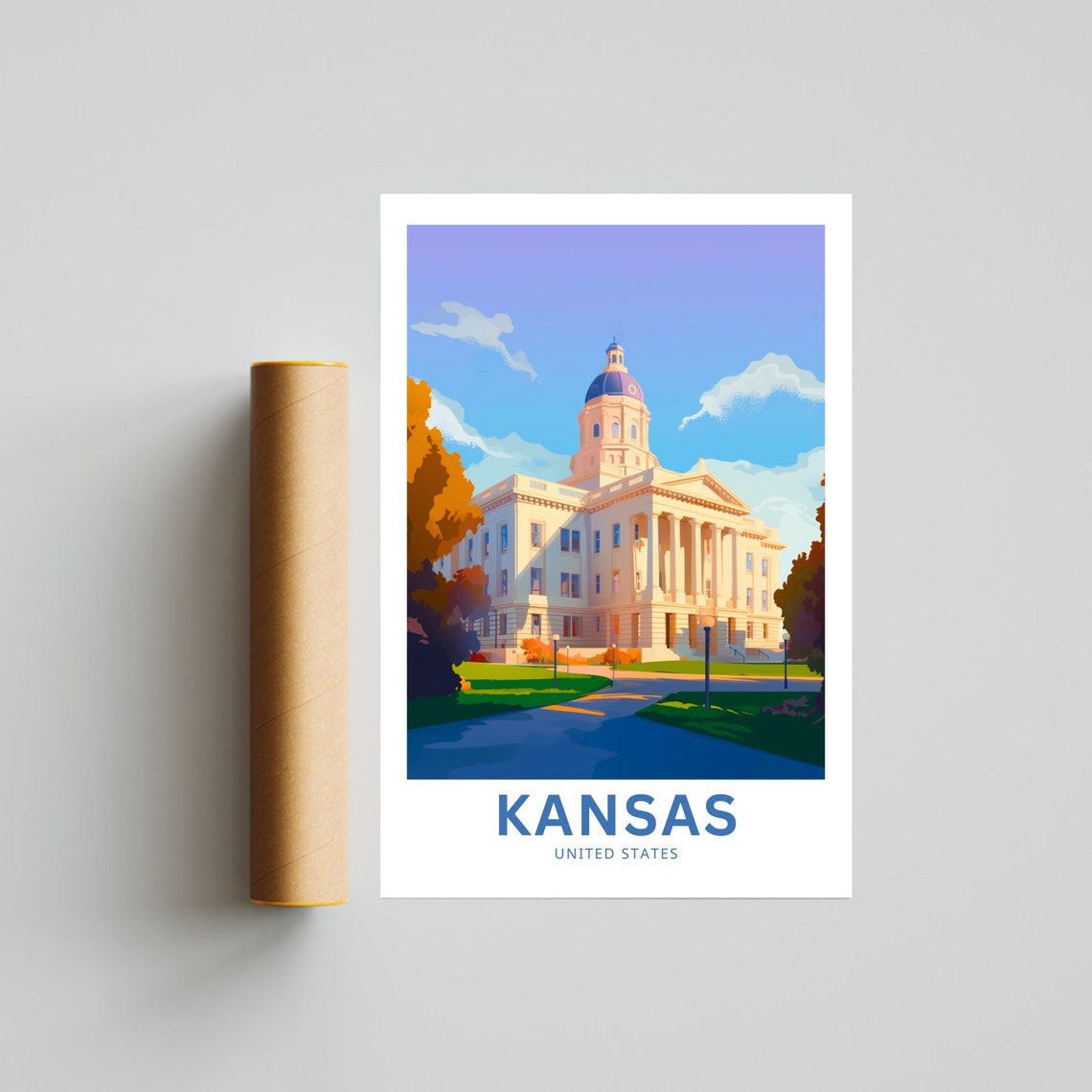 Kansas Domed Capitol Building Historic Architecture Travel Poster - Image 4