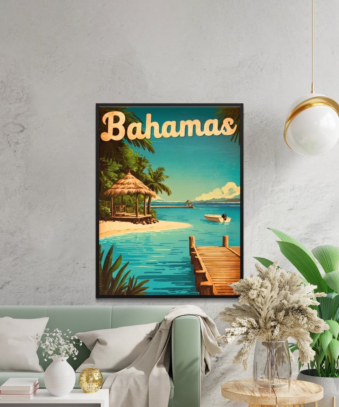 Bahamas Vintage Travel Poster Bahamas Print Caribbean Wall Art Framed Gift Caribbean Present - Image 2