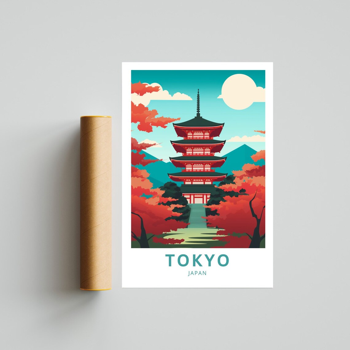 Tokyo Japan Pagoda Autumn Maples Mount Fuji Scenic Travel Poster - Image 5