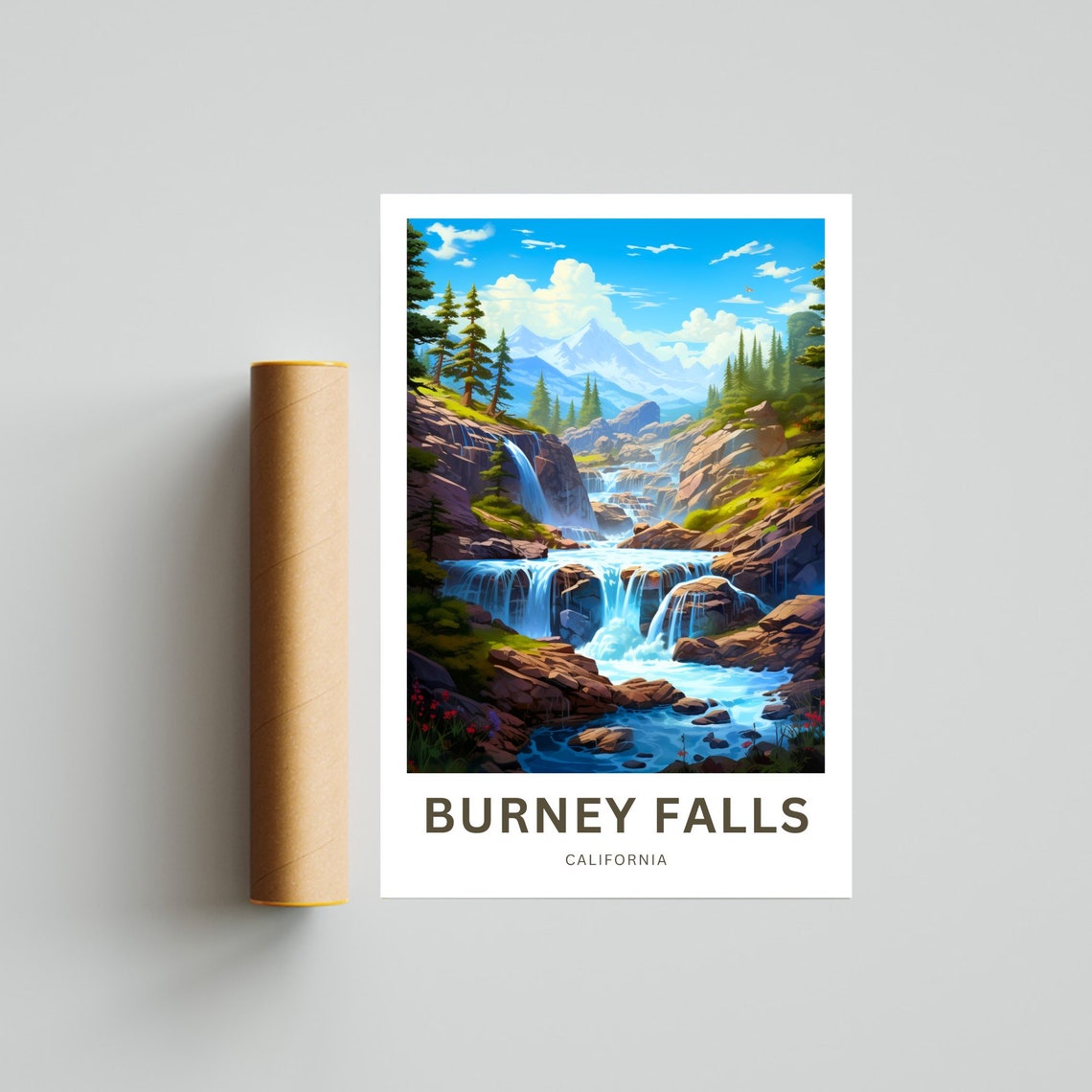 Personalized Burney Falls California Tiered Waterfall Forest Poster - Image 4