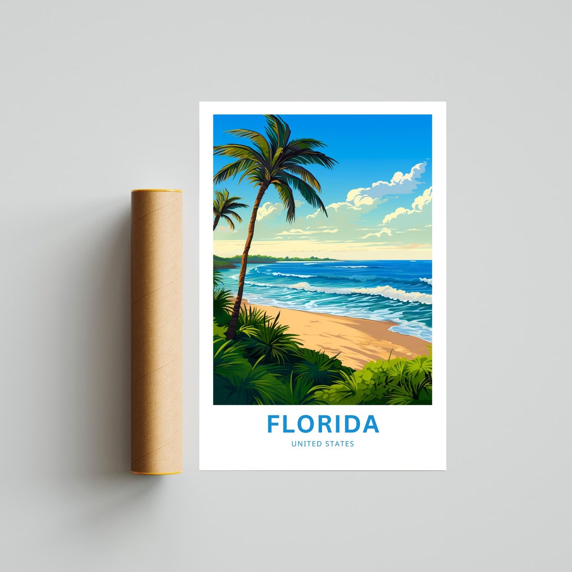 Florida Beach Palm Trees Ocean Tropical Personalized Travel Poster - Image 4