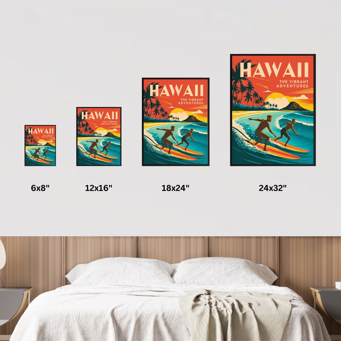 Hawaii The Vibrant Adventures Retro Surf Sunset Palm Travel Poster - Image 4