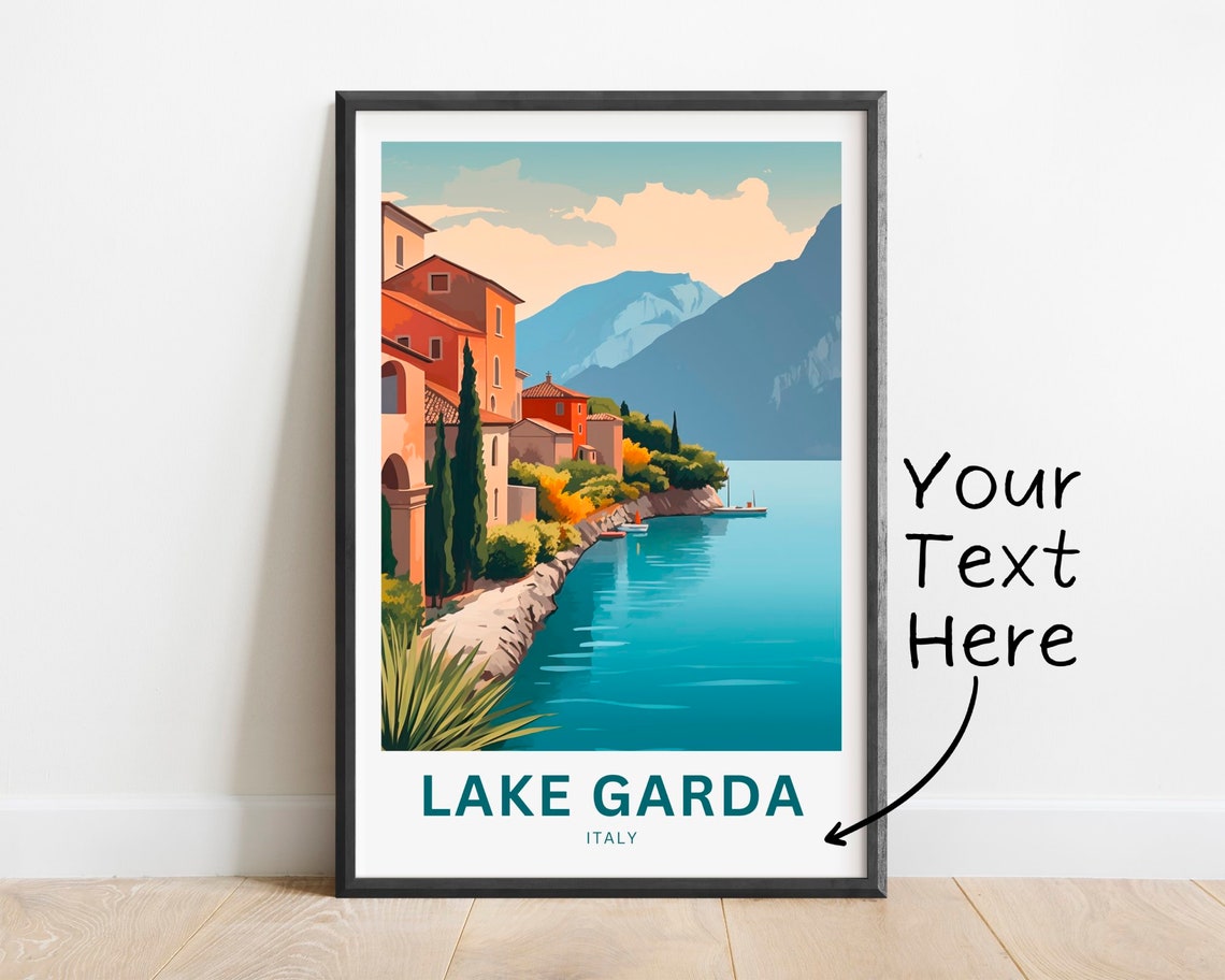 Lake Garda Italy Lakeside Village Boats Scenic Personalized Poster
