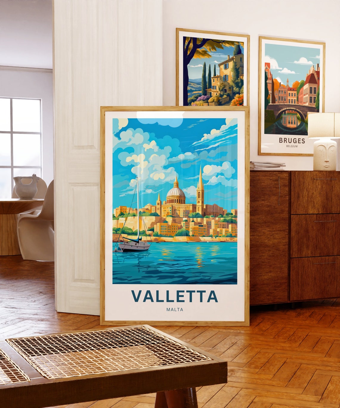 Personalized Valletta Malta Skyline Sailboat Harbor Scene Poster - Image 5