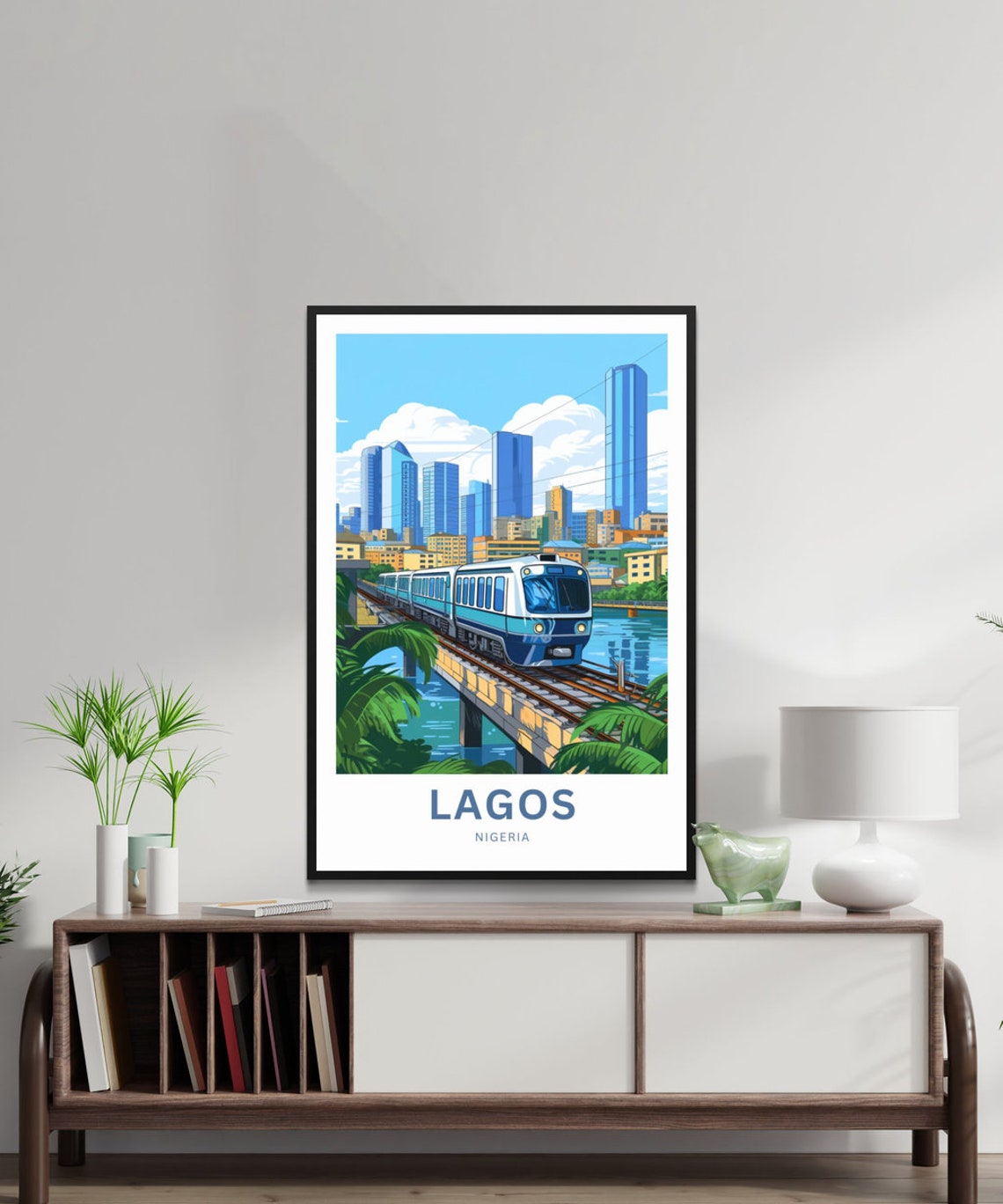 Lagos Nigeria City Skyline and Elevated Train Cityscape Poster - Image 2