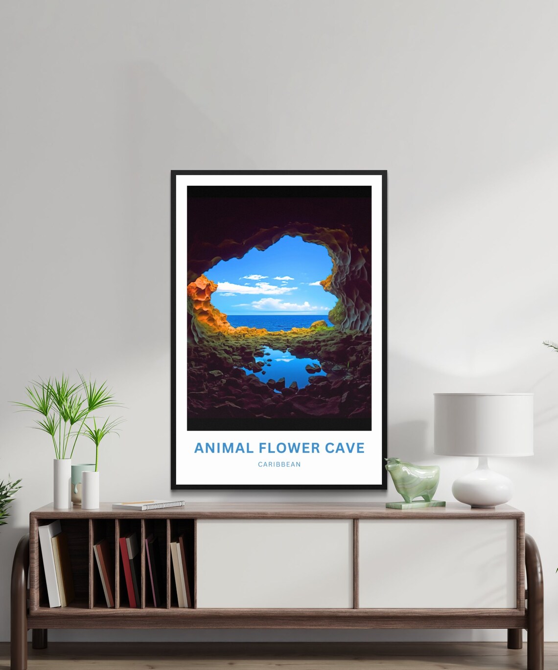Animal Flower Cave Caribbean Sea Cave Ocean View Travel Poster - Image 2