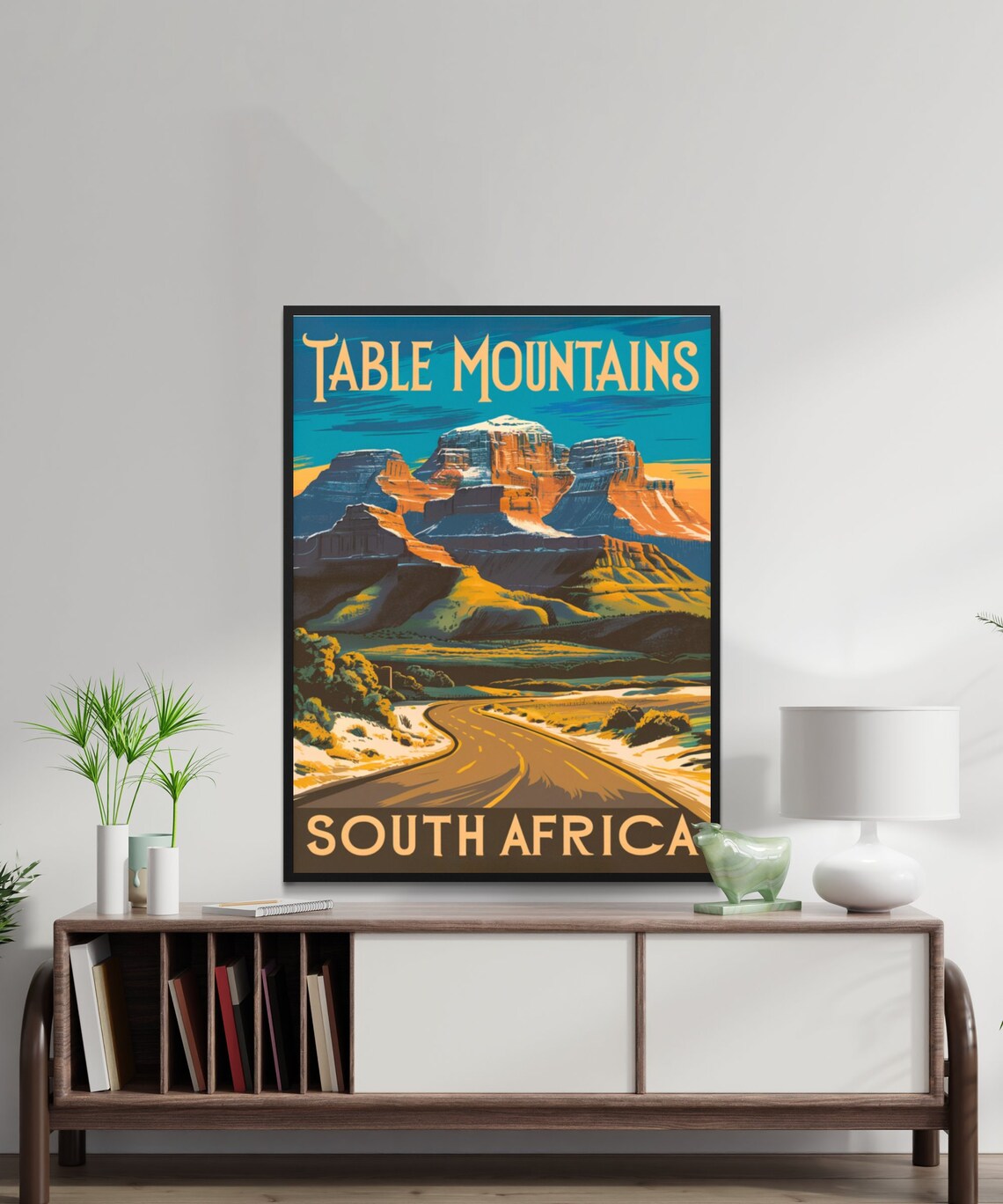 Table Mountains South Africa Vintage Desert Scenic Road Poster - Image 3