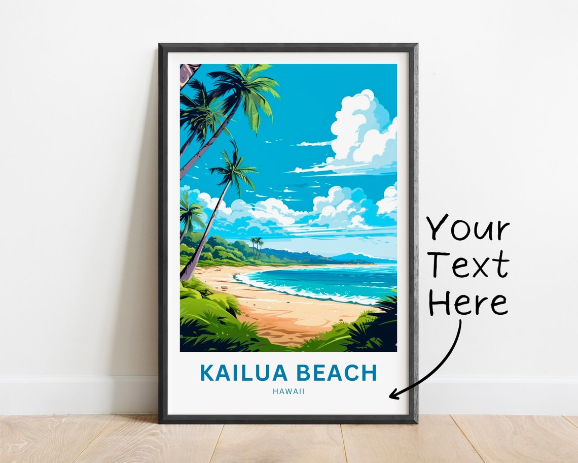 Kailua Beach Hawaii Palm Tree Paradise Personalized Travel Poster
