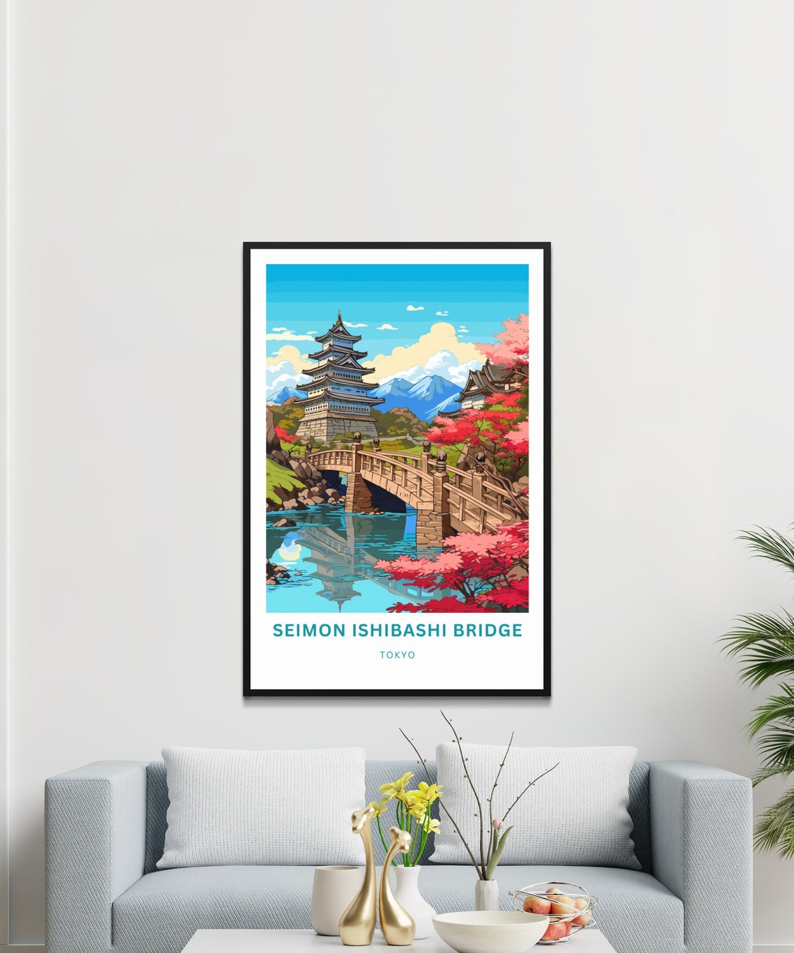 Personalized Tokyo Japan Cherry Blossom Pagoda Bridge Poster - Image 3
