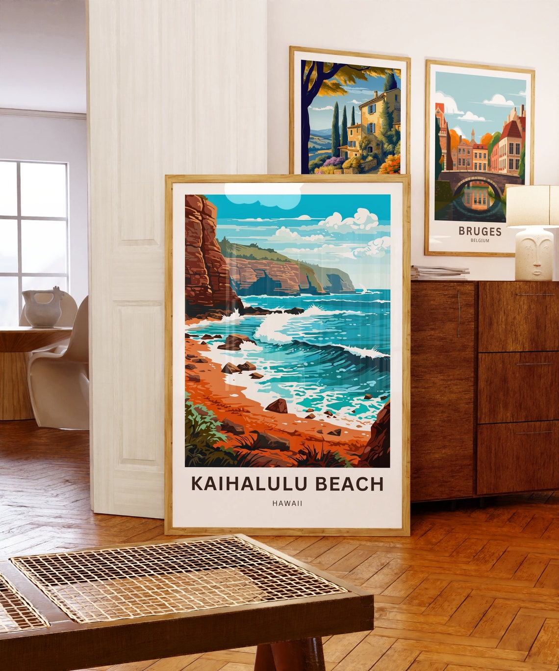 Kaihalulu Beach Hawaii Personalized Red Sand Cove Travel Poster Art - Image 5