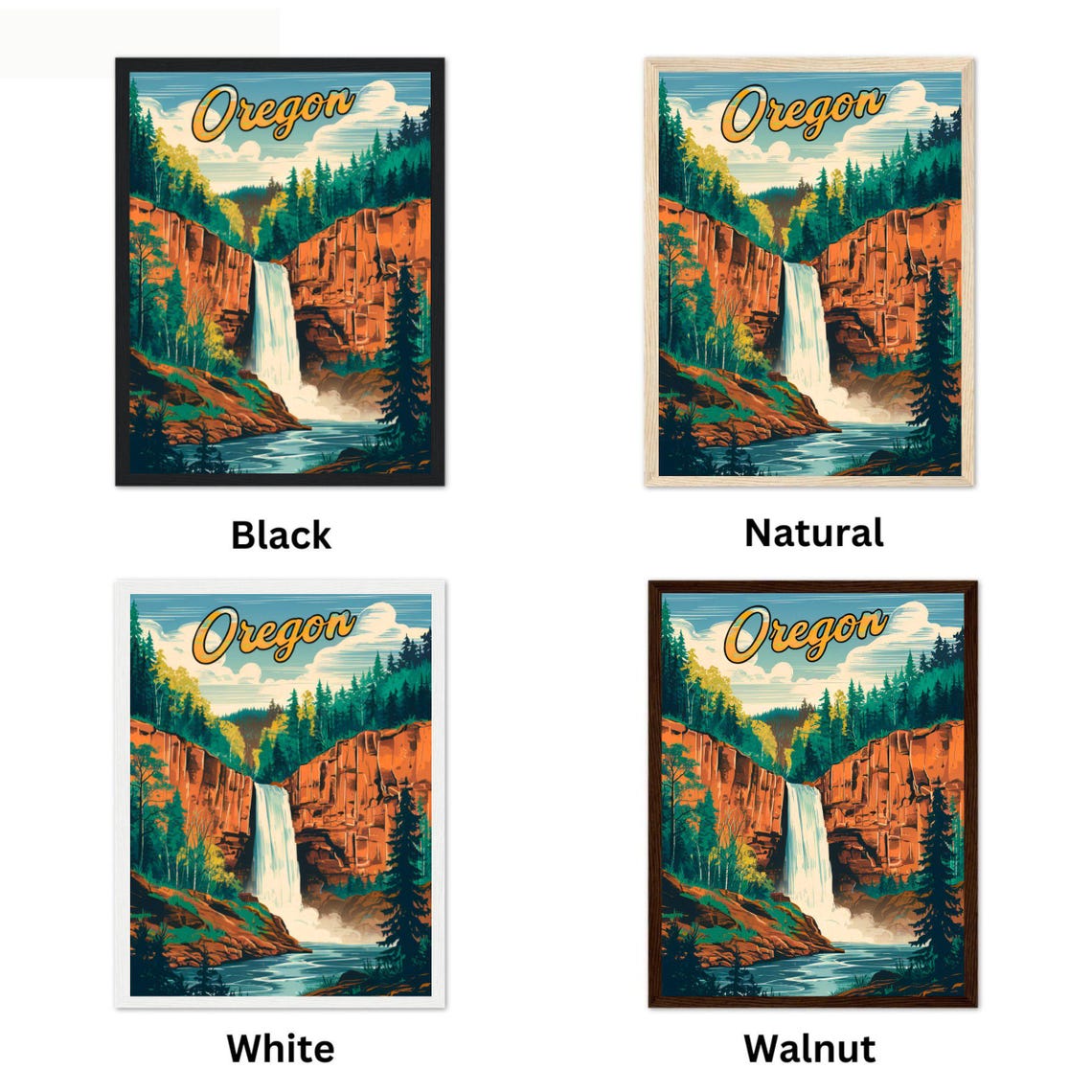 Oregon Waterfall Canyon Red Rock Vintage Retro Travel Poster - Image 4