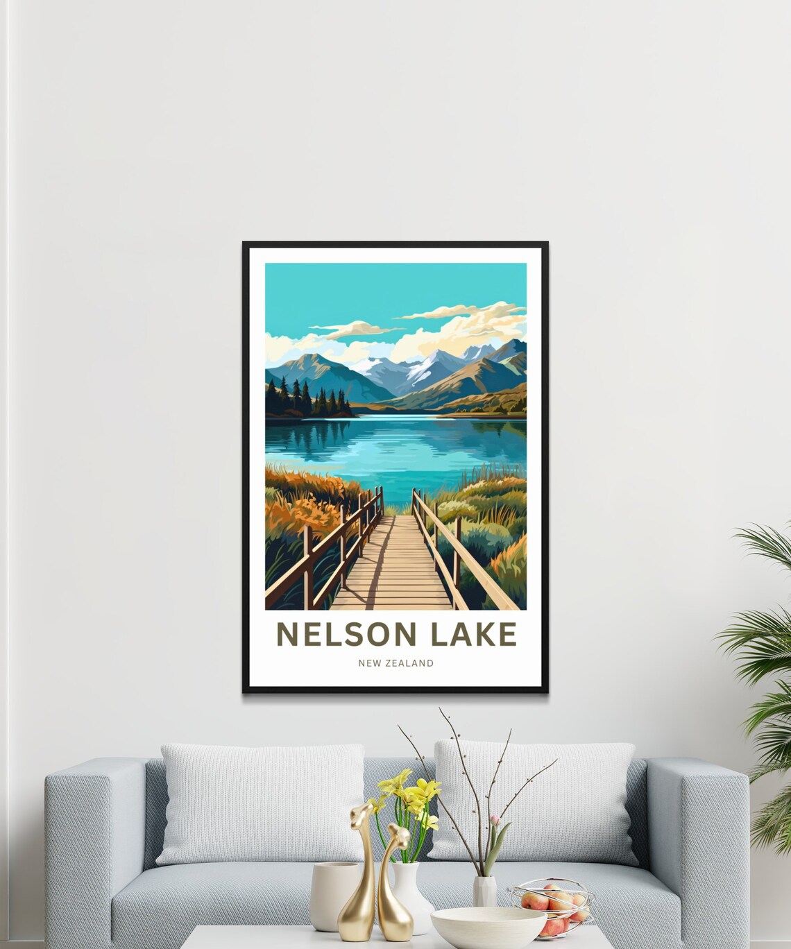 Nelson Lake New Zealand Personalized Wooden Boardwalk Travel Poster - Image 3