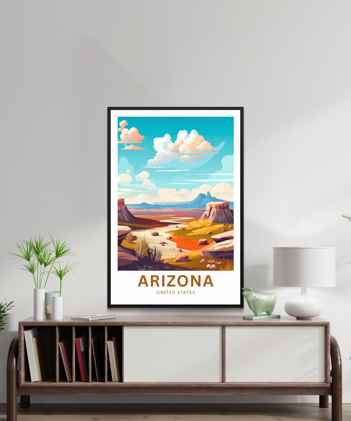 Arizona Red Rock Desert Butte Illustrated Vintage Travel Poster - Image 2