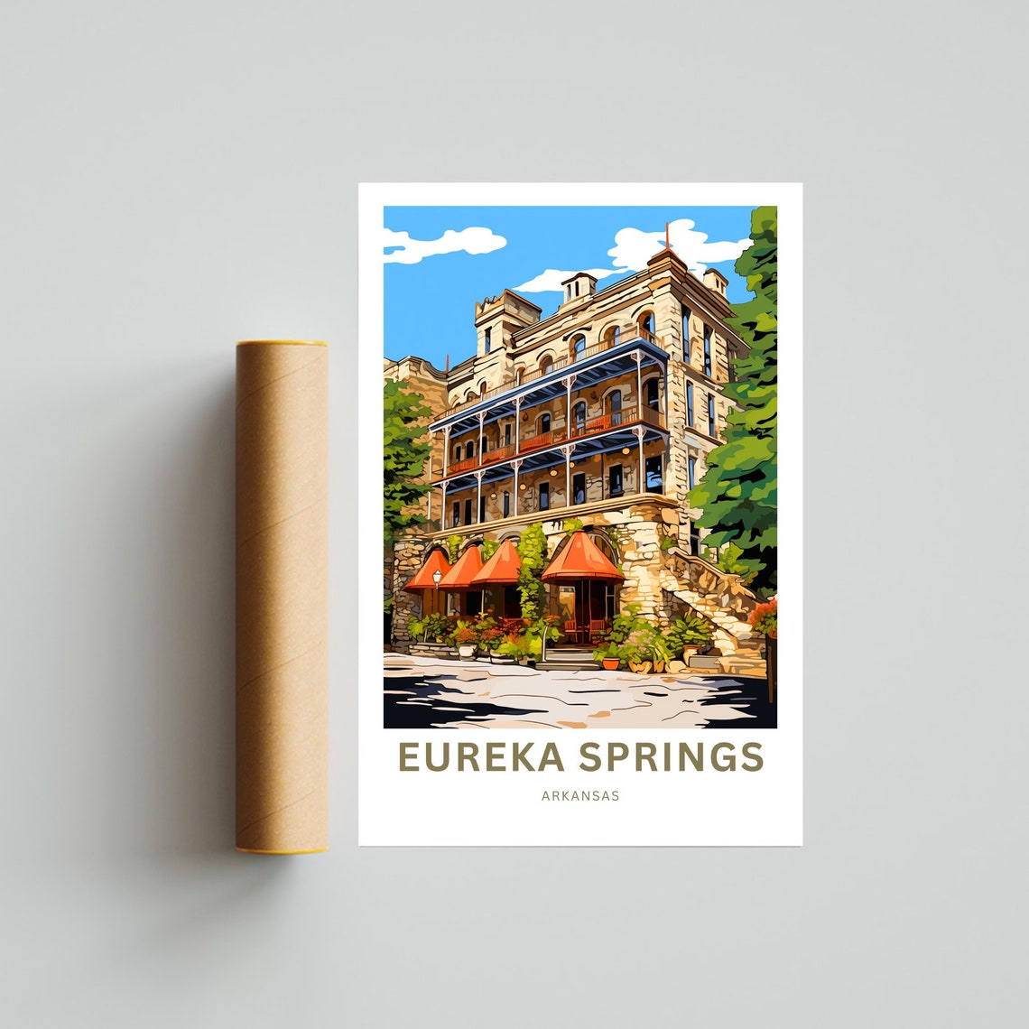 Eureka Springs Arkansas Historic Stone Hotel Personalized Poster - Image 4