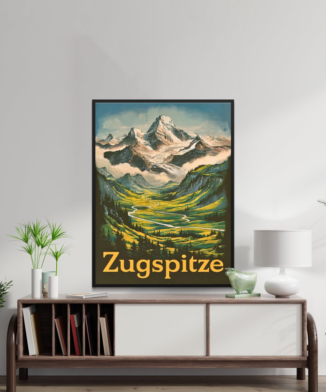 Zugspitze Bavarian Alps Mountain Valley Vintage Travel Poster - Image 2
