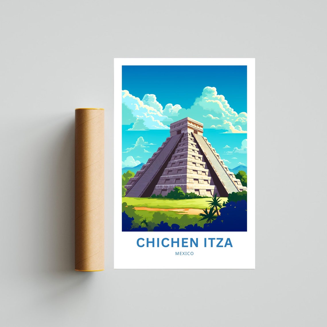 Chichen Itza Travel Print Chichen Itza Poster Mexico Wall Art Framed Present Gift Mexico Present - Image 4