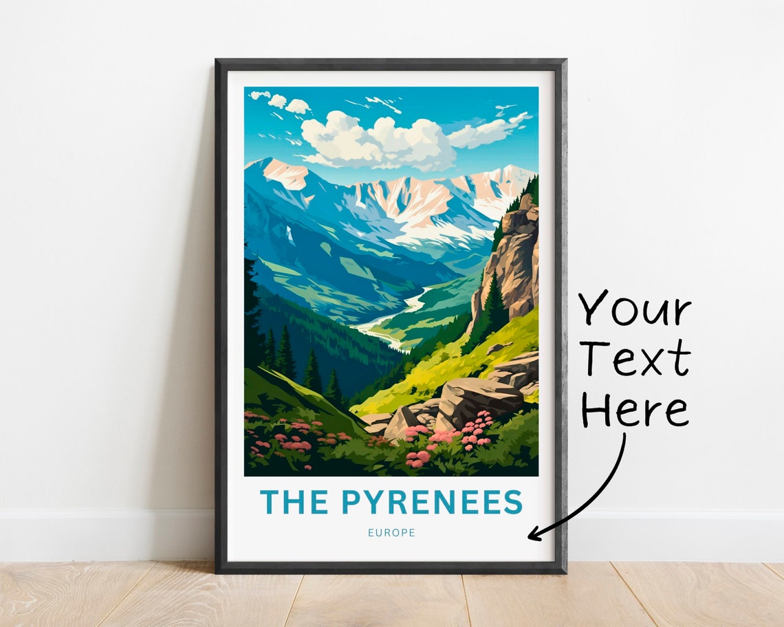 Personalized The Pyrenees Mountain Valley Wildflowers Gift Poster