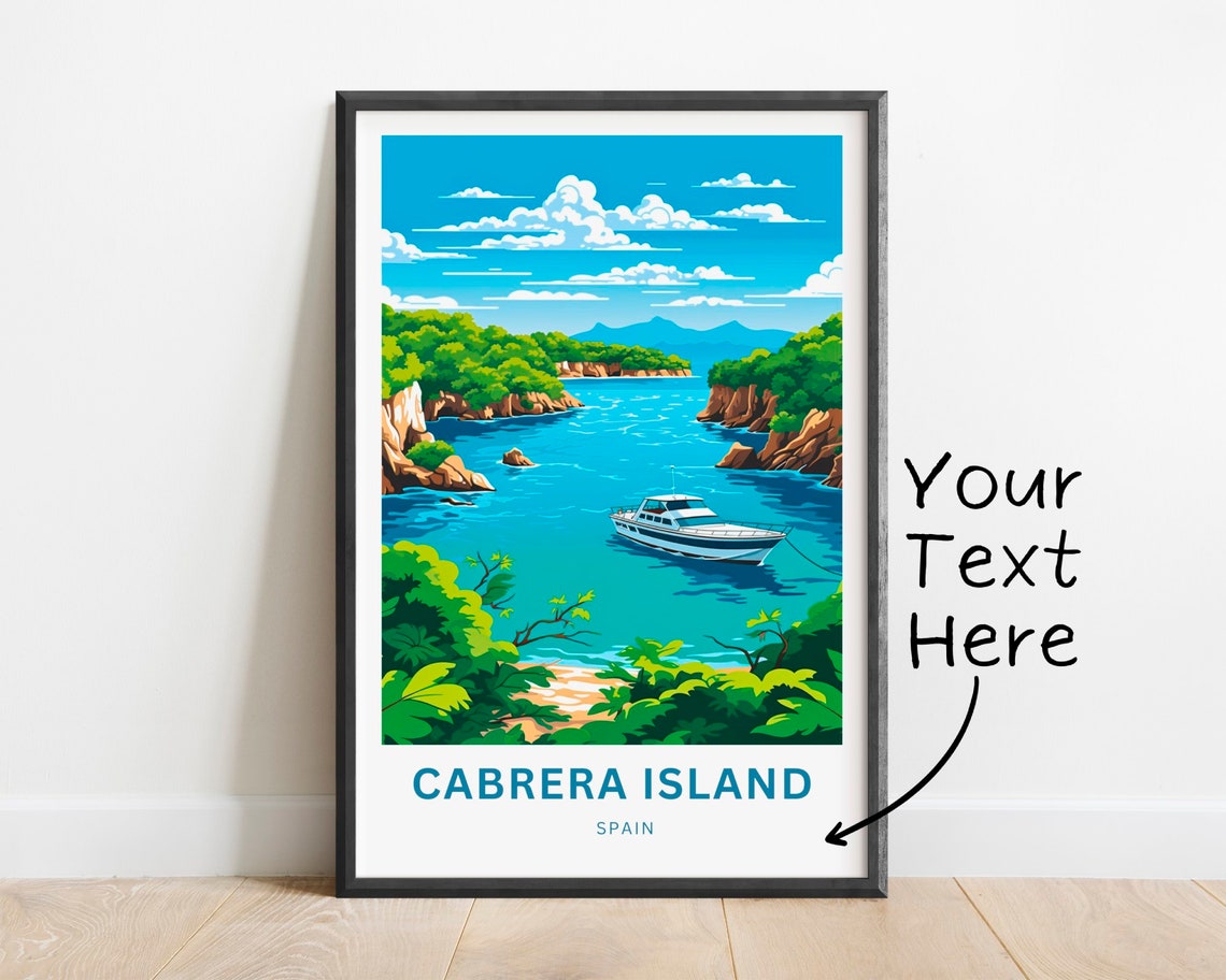 Personalized Cabrera Island Spain Yacht Cove Sailboat Travel Poster