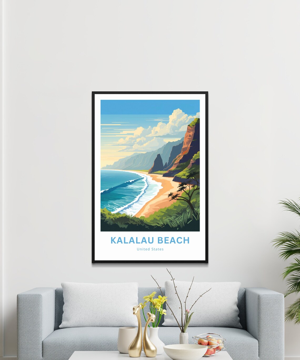 Kalalau Beach United States Red Cliffs Beach Cove Travel Poster - Image 3